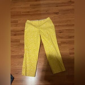 Talbots Yellow and White Stretchy Curvy Capri Women’s Size 10